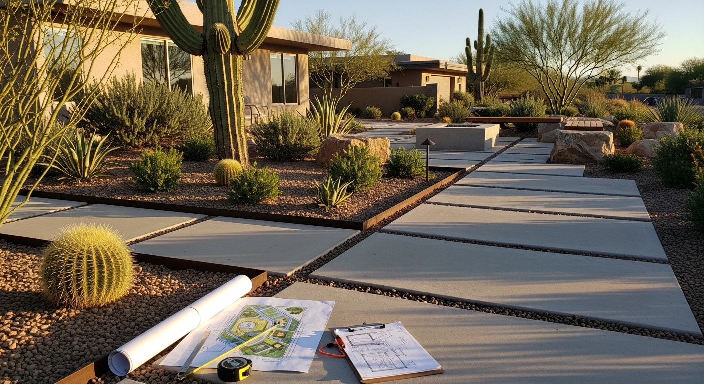 Landscape design consultation showing outdoor space planning