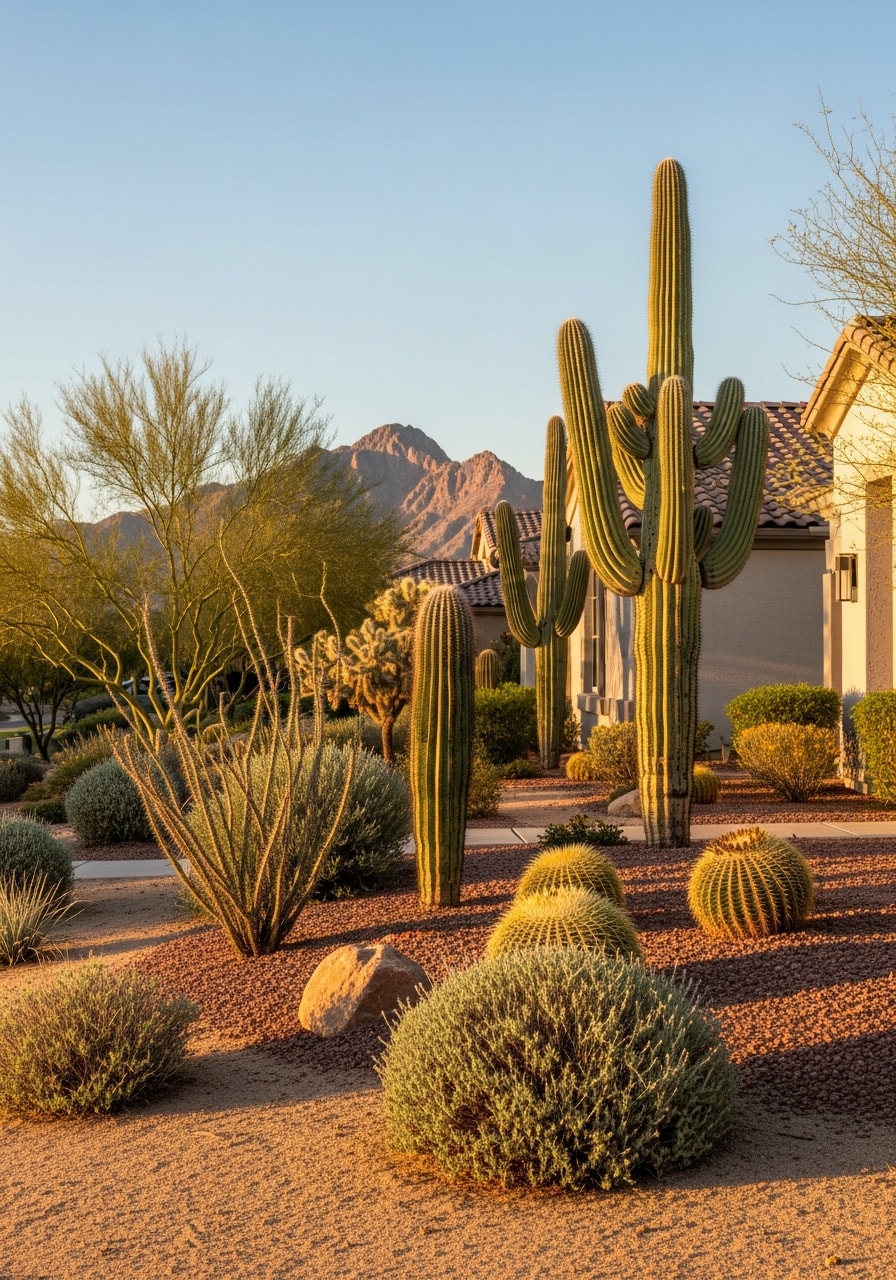 Suburban Phoenix home with desert landscaping and mountain views in the background.