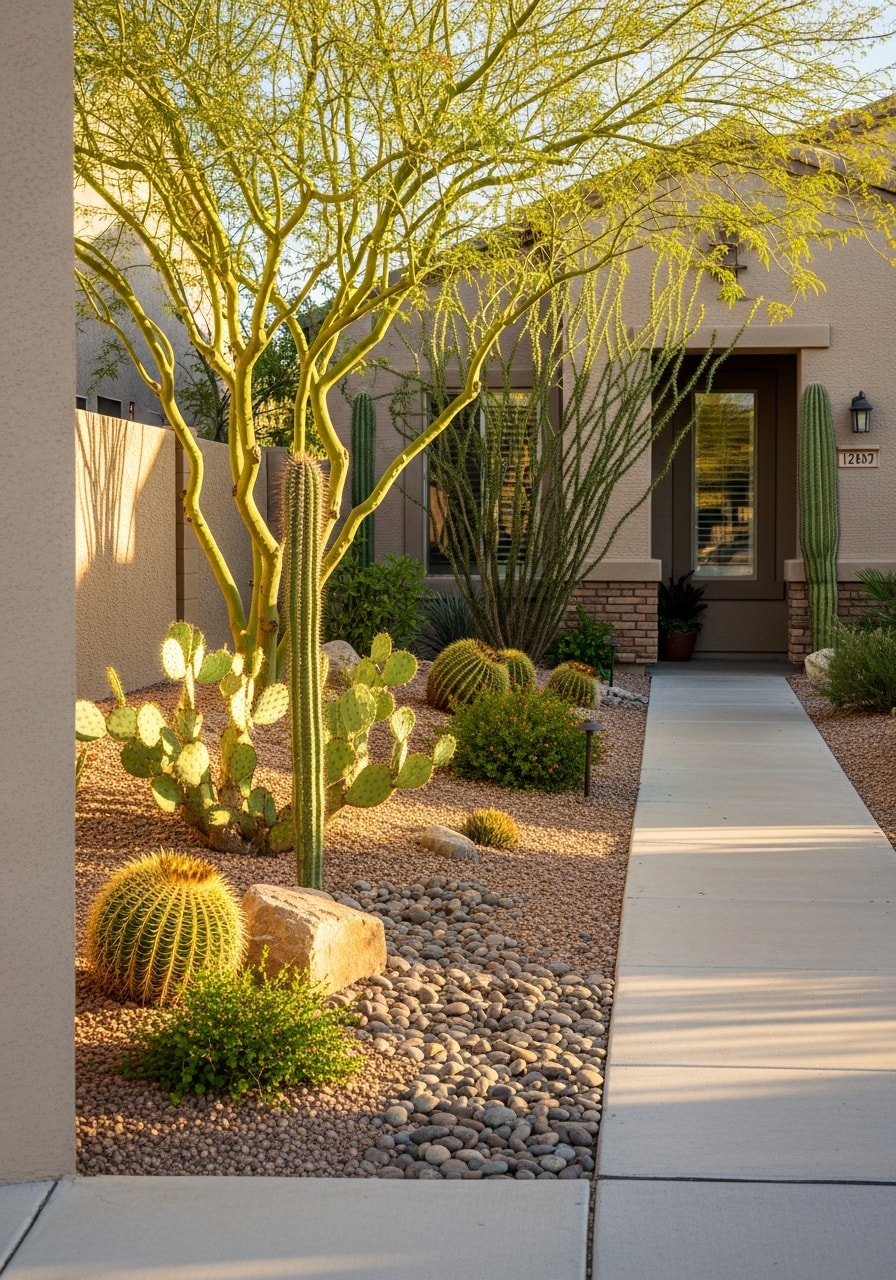 Rental property exterior in Tempe showing well-maintained landscaping and entry details.